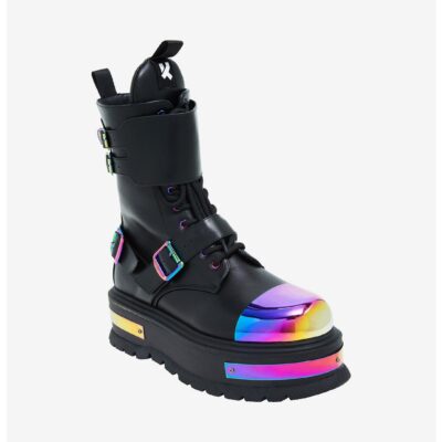 KOI Anodized Metal Platform Combat Boots