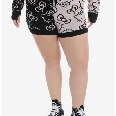 Hello Kitty Bow Split Girls Lounge Shorts Plus Size