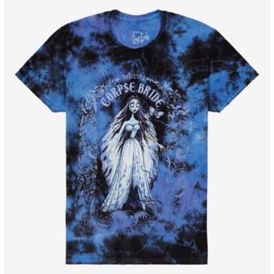 Corpse Bride Emily Frame Blue Tie-Dye Boyfriend Fit Girls T-Shirt