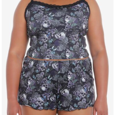 Cosmic Aura Skulls & Flowers Girls Lounge Set Plus Size