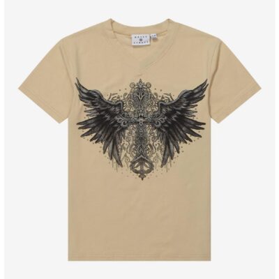 Gothic Cross & Wings Girls T-Shirt