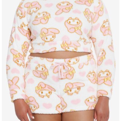 My Melody Allover Print Sherpa Girls Lounge Set Plus Size