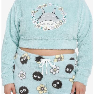 Studio Ghibli My Neighbor Totoro Floral Sherpa Girls Lounge Set Plus Size