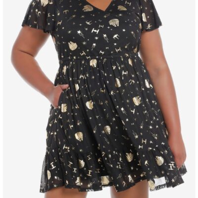 Star Wars Metallic Foil Flutter Dress Plus Size