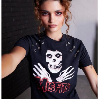 Misfits X Social Collision Fiend Safety Pin Girls Raglan T-Shirt Hot Topic Exclusive