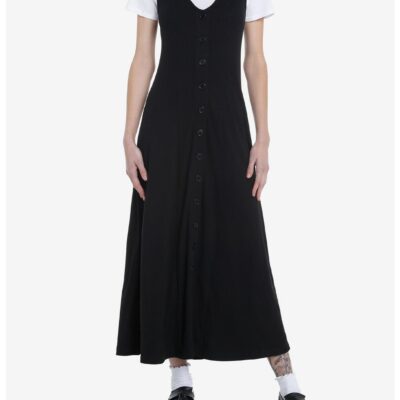 Cosmic Aura Black & White Pinafore Twofer Midaxi Dress