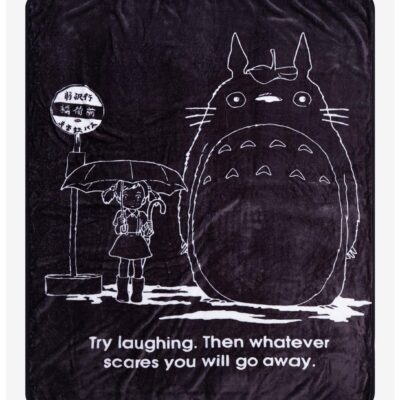 Studio Ghibli My Neighbor Totoro Bus Stop Outline Throw Blanket