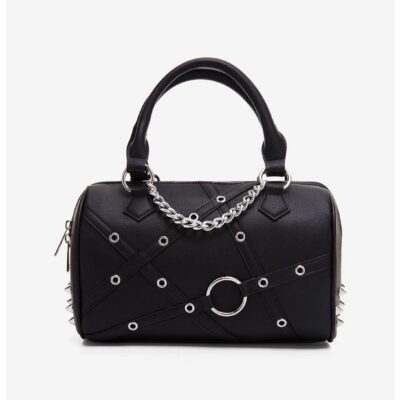 Studded Harness Cylinder Satchel Bag