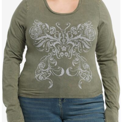 Social Collision Filigree Butterfly Girls Long-Sleeve T-Shirt Plus Size