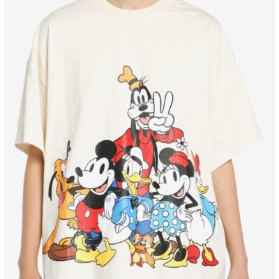 Disney Mickey Mouse And Friends Front & Back Group Girls Oversized T-Shirt