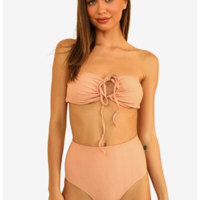 Dippin’ Daisy’s Amalfi Swim Top Peach Ribbed