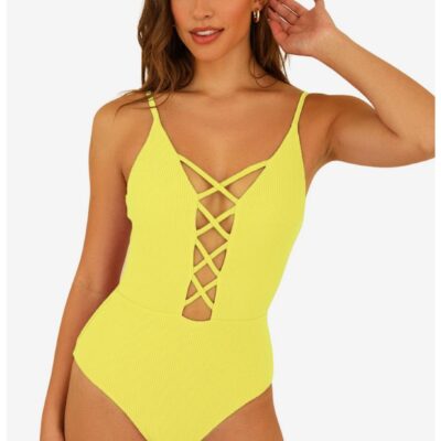 Dippin’ Daisy’s Bliss Swim One Piece Lemon Yellow Ribbed