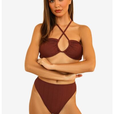 Dippin’ Daisy’s Amalfi Swim Top Clay Maroon Ribbed