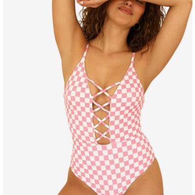 Dippin’ Daisy’s Bliss Swim One Piece Checked Out Pink