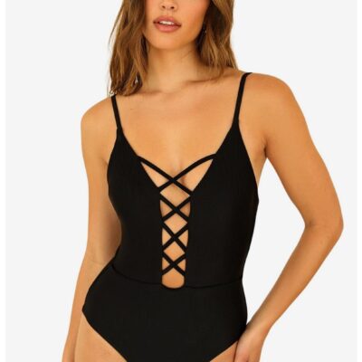 Dippin’ Daisy’s Bliss Swim One Piece Black Ribbed