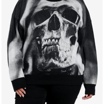 Social Collision Jumbo Skull Girls Knit Sweater Plus Size