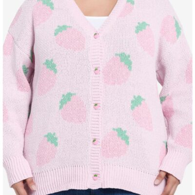 Sweet Society Pastel Pink Strawberries Girls Cardigan Plus Size