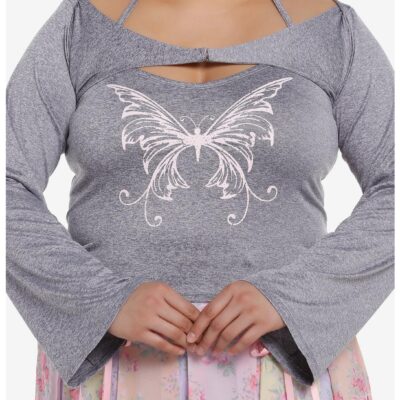 Thorn & Fable Butterfly Halter Shrug Girls Long-Sleeve Top Plus Size