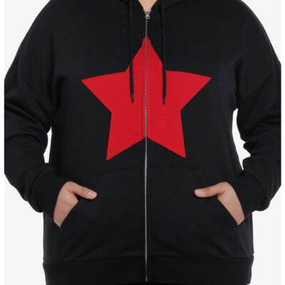 Social Collision Red Star Girls Hoodie Plus Size