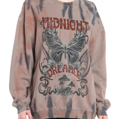 Thorn & Fable Midnight Dreamer Butterfly Tie-Dye Girls Sweatshirt