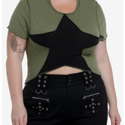 Olive Star V-Cut Girls Crop Top Plus Size