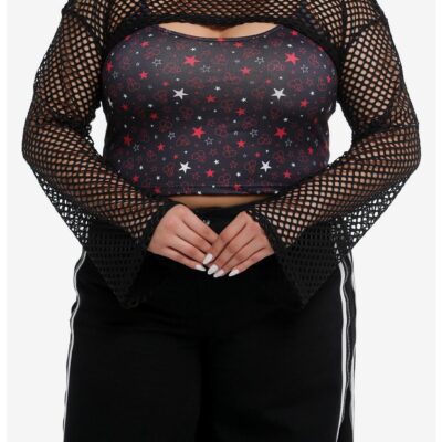 Star Cami Fishnet Bolero Shrug Girls Top Set Plus Size