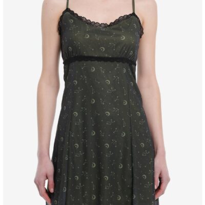 Cosmic Aura Constellation Black Lace Mini Dress