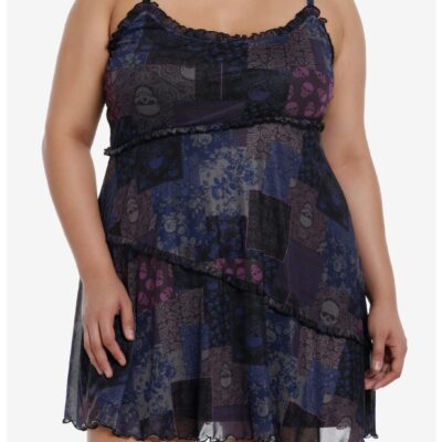 Social Collision Skull Paisley Patchwork Cami Dress Plus Size