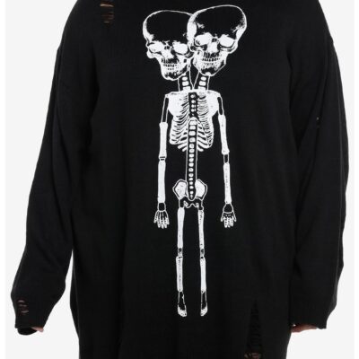 Social Collision Conjoined Skeleton Girls Knit Sweater Dress Plus Size