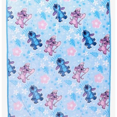 Disney Lilo & Stitch Angel & Stitch Floral Throw Blanket