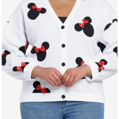 Disney Minnie Mouse Polka Dot Bows Girls Cardigan Plus Size