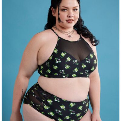 Invader Zim GIR Poses Mesh Halter Swim Top Plus Size