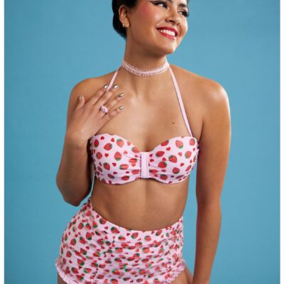 Strawberry Heart Halter Swim Top