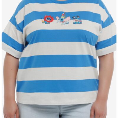 Her Universe Disney Stitch Character Mashup Stripe Girls Oversized T-Shirt Plus Size