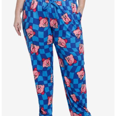 Kirby Blue Checkered Girls Pajama Pants Plus Size