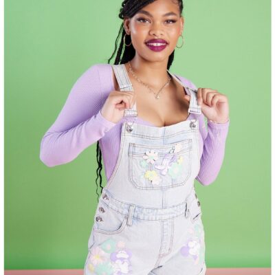 Her Universe Disney Mickey Mouse And Friends Pastel Denim Shortalls