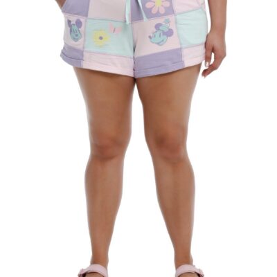 Her Universe Disney Pastel Spring Patchwork Girls Lounge Shorts Plus Size