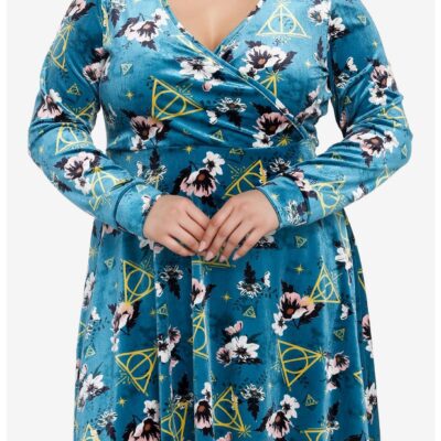 Harry Potter Deathly Hallows Floral Velvet Dress Plus Size