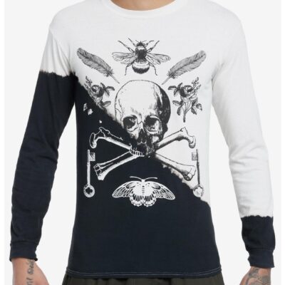 Social Collision Skull & Dark Forest Symbols Split-Dye Long-Sleeve T-Shirt