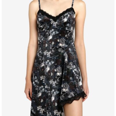 Thorn & Fable Floral Skulls Asymmetrical Dress