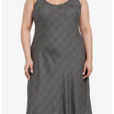 Social Collision Grey Plaid Midi Slip Dress Plus Size