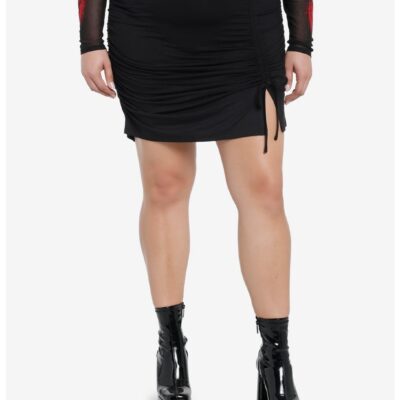 Cosmic Aura Black Ruched Mini Skirt Plus Size