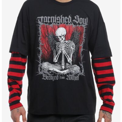 Social Collision® Tarnished Soul Angel Stripe Twofer Long-Sleeve T-Shirt