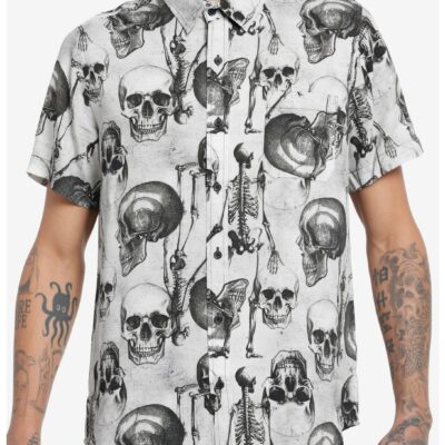 Cosmic Aura Skeletons & Skulls Woven Button-Up