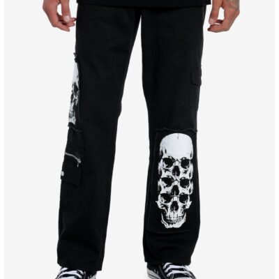 Black Skull Patch Carpenter Pants