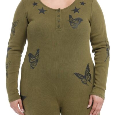 Social Collision Fairy Grunge Long-Sleeve Romper Plus Size