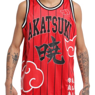 Naruto Shippuden Akatsuki Striped Basketball Jersey Tank Top