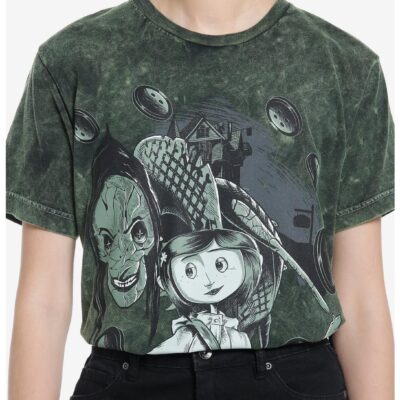 Coraline The Beldam Green Wash Boyfriend Fit Girls T-Shirt