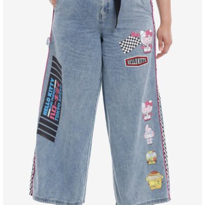 Hello Kitty And Friends Racing Team Wide Leg Girls Jeans Plus Size