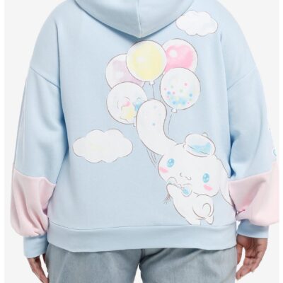 Cinnamoroll Balloons Color-Block Girls Oversized Hoodie Plus Size